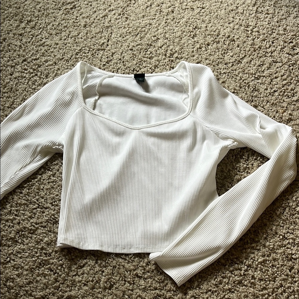 Wild Fable Cream Long Sleeve Crop Top